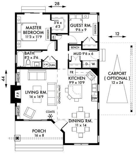 2 Bedroom Cottage Floor Plans | Bedroom-Cabin-Cottage-House-Plans-Floorplan | Two bedroom house ...