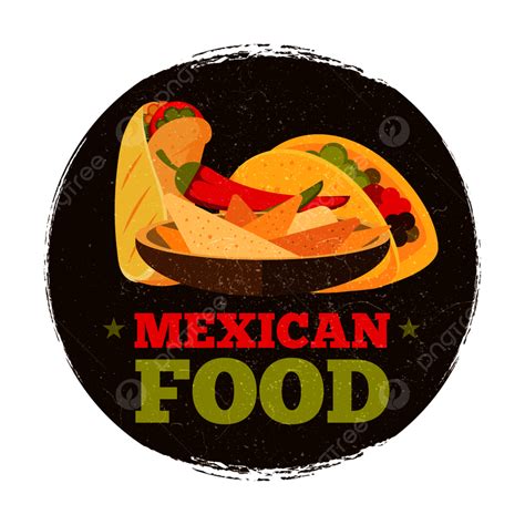 Mexican Food Logo Vector Art PNG, Colored Grunge Mexican Food Logo Or Badge On White, Emblem ...