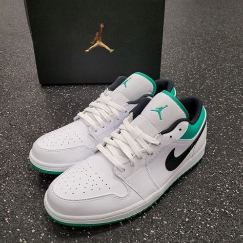 Giày nam Air Jordan 1 Low White Lucky Green Black 553558-129 - Sneaker ...