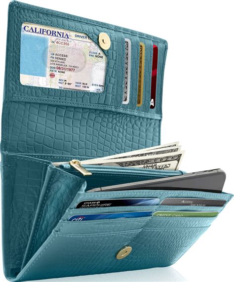 Genuine Leather Wallets For Women - Ladies Accordion Clutch Wallet With Coin Purse Pocket And ID ...