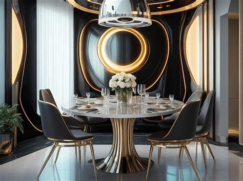 Premium AI Image | 3d rendering luxury dining set in modern luxury ...