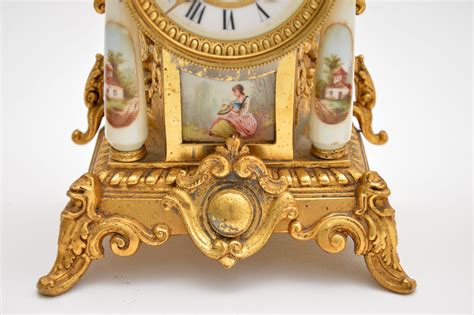 Antique French Porcelain & Gilt Mantel Clock Set | Marylebone Antiques