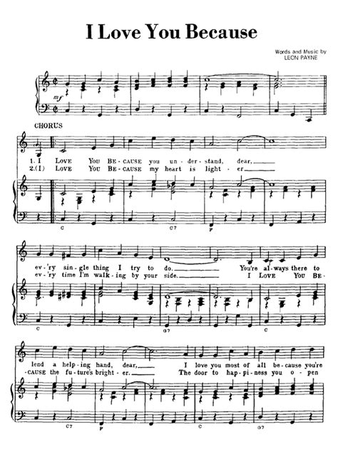 I LOVE YOU BECAUSE Piano Sheet music | Easy Sheet Music