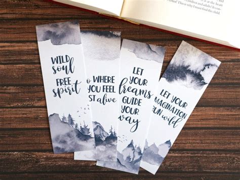 Printable Bookmarks Inspirational Quotes Bookmark Set Wild and | Etsy