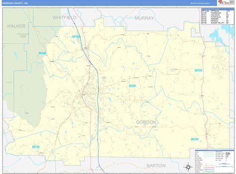 Gordon County, GA Zip Code Wall Map Basic Style by MarketMAPS - MapSales