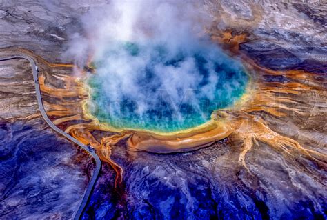 Grand Prismatic Spring Steam Aerial – Tom Murphy Photography