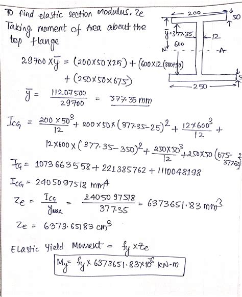 [Solved] . Calculate the following elastic section modulus, Yield ...