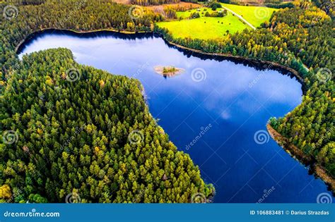 Lithuanian Lakes from Above, Aerial Stock Image - Image of background ...