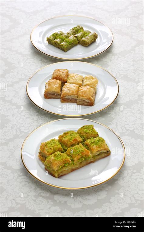 turkish traditional desserts, baklava variations Stock Photo - Alamy