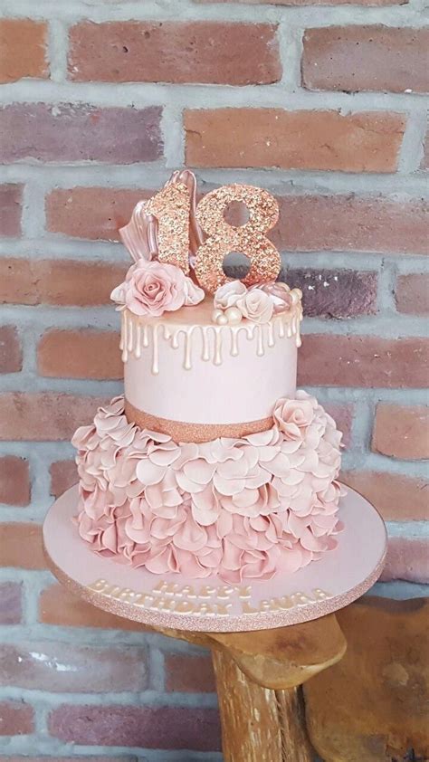 Rose gold cake, drip cake, 18th birthday cake ☺- Rose gold cake, drip cake, 18... Rose gold cake ...