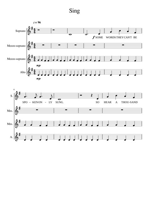 Sing (Gary Barlow) Sheet music for Soprano, Alto, Mezzo soprano (Choral ...