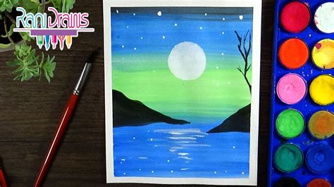 Cómo dibujar un PAISAJE NOCTURNO con ACUARELAS - Paso a paso