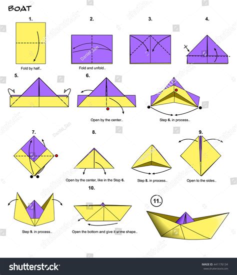 Pasos de barco de papel de: ilustración de stock 441176134 | Shutterstock