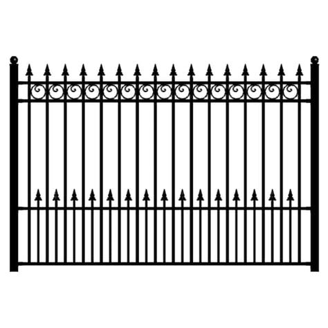 ALEKO Prague Style 5 ft. x 8 ft. Black Iron Fence Panel FENCEPRA-HD ...