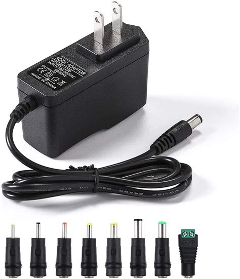 Buy 12V 2A AC Adapter Charger Replacement with 8 Tips, Regulated 12 Volts 2000mA Power Supply ...