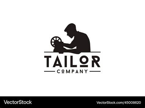 Casual man sewing machine fashion tailor logo Vector Image