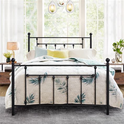 Antique Queen Size Bed Frame/Platform Bed with Victorian Iron Headboard Slats Support - Walmart ...