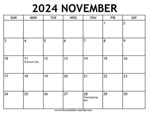 November 2024 Calendar Printable Pdf Template With Holidays – NBKomputer