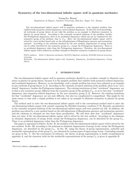 (PDF) Symmetry of the two-dimensional infinite square well in quantum ...