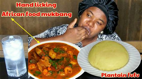 MUKBANG | NIGERIAN AFRICAN FOOD MUKBANG | TASTY OGBONO SOUP & PLANTAIN FUFU - YouTube