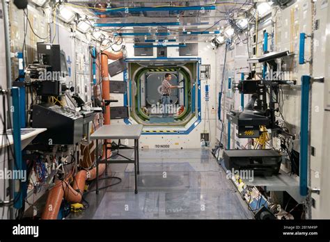 Interior of a full-size mock-up of the International Space Station (ISS ...