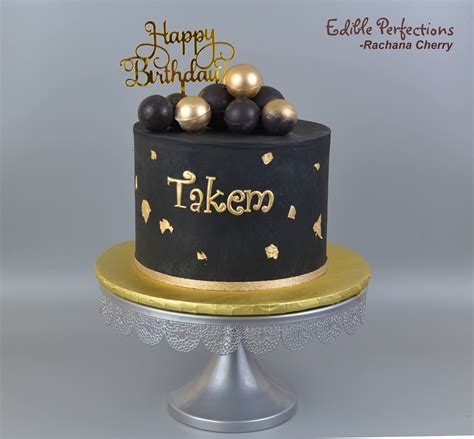 Black and Gold Cake - Edible Perfections