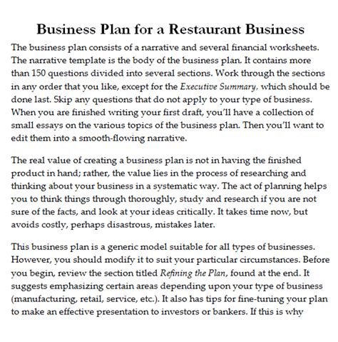 32+ Free Restaurant Business Plan Templates in Word Excel PDF