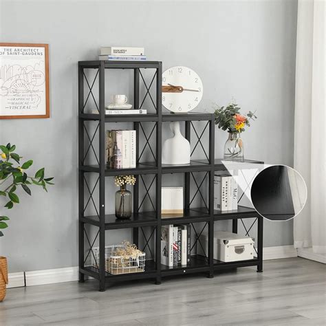 Amazon.com: YOLENY Ladder Corner Bookshelf, 12 Shelves Industrial ...