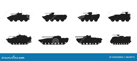 Armoured Personnel Carrier Icon Set. Wheeled and Tracked Armoured ...