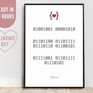 Binary Code I Love You Print, Personalized Poster for Computer Geek ...