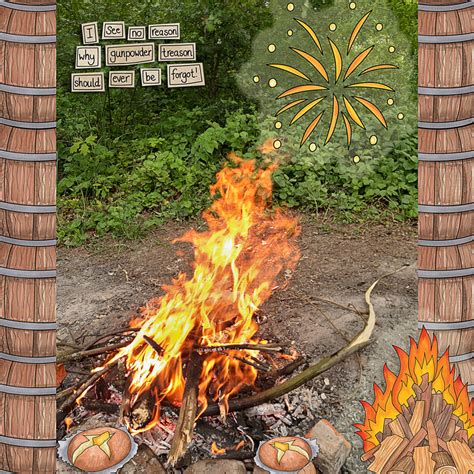 Bonfire Night clip art and line art bundle