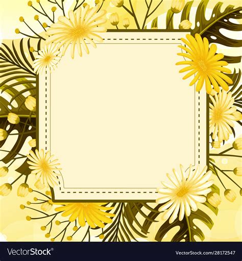 Background design with yellow flowers frame Vector Image