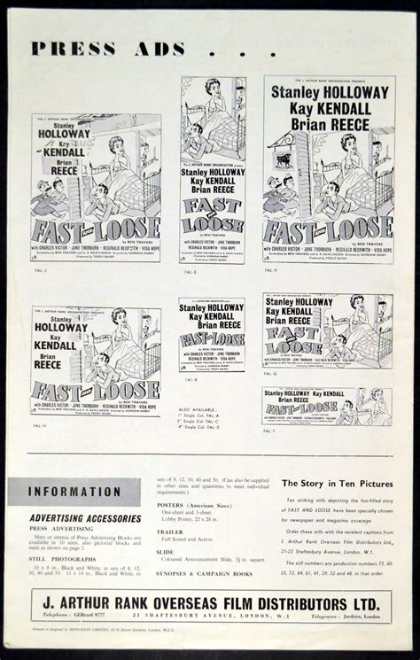 FAST AND LOOSE | British 4 page illustrated Pressbook