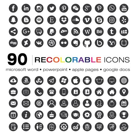 CV ICONS SET Recolorable pictogrammen voor Microsoft Word | Etsy