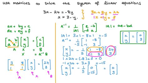 Question Video: Solving a Pair of Simultaneous Equations Using Matrices | Nagwa