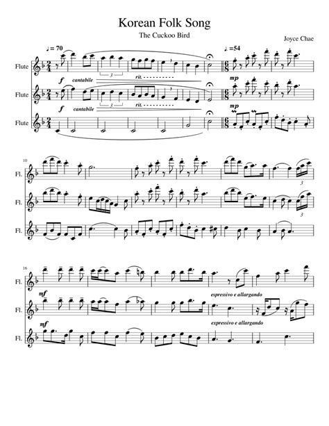 Korean Folk Song Sheet music for Flute (Mixed Trio) | Musescore.com