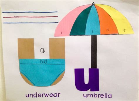 Letter Uu art. Underwear and umbrella. ☔️👙☔️ | Letter u crafts, Preschool art activities, Letter ...