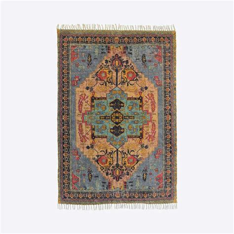 Blue Rose Cotton chenille Printed Rug - Huckleberry Willow