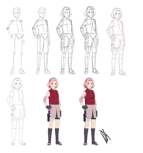 Step by step: Haruno Sakura | Naruto drawings, Naruto drawings easy, Naruto sketch