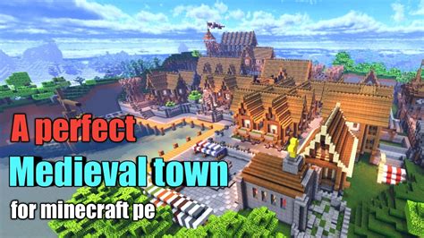 "Medieval town" map for Minecraft PE - YouTube