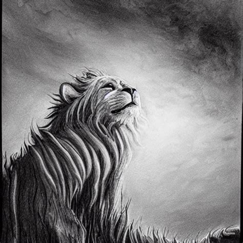 KREA AI - Black and white drawing of Mufasa\'s death scene,