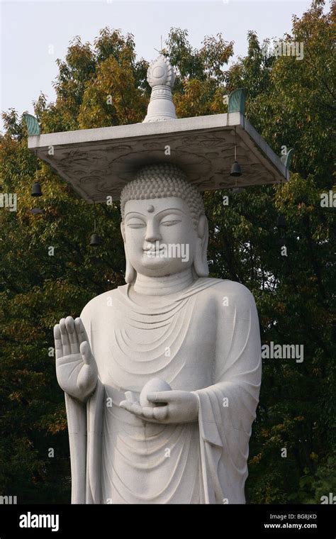 STATUE OF BUDDHA in Bongeunsa Temple. Buddhist temple founded in the eighth century.Gangnam ...