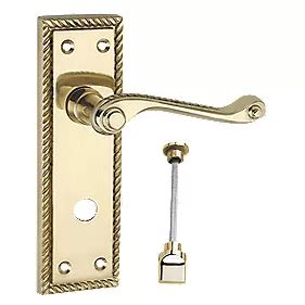 Smith & Locke Long Georgian Fire Rated WC Door Handles Pair Polished Brass | Bathroom Door ...