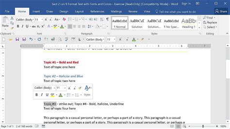 Format Text with Fonts and Colors | Microsoft Word - Basic