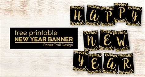 Free Printable Happy New Year Banner Letters - Paper Trail Design