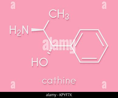 Cathine khat stimulant molecule. Present in Catha edulis (khat). Stylized skeletal formula ...