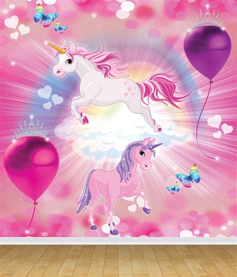 Pink Unicorn Magical Wallpaper Mural for Bedroom Playroom Games Room ...