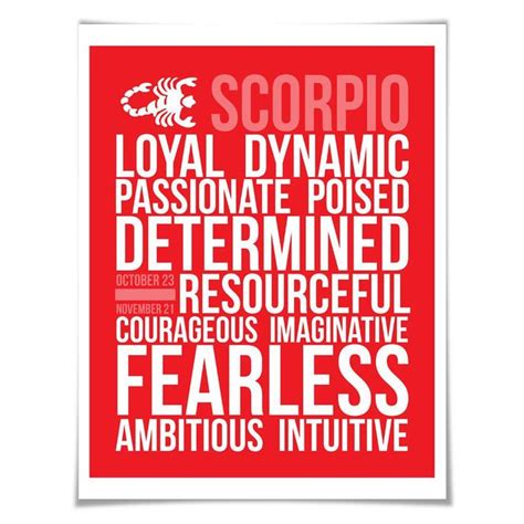 Scorpio Personality Character Traits Art Print. 60 Colours/5 Sizes ...