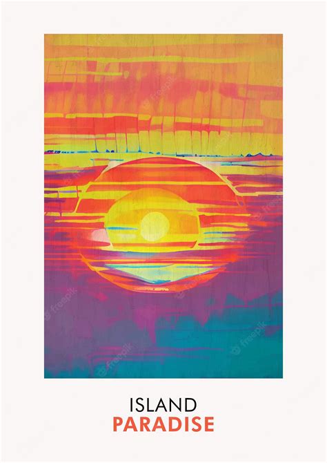 Premium Photo | Tropical paradise island abstract printable poster art