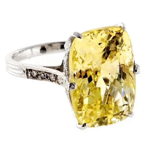 Natural Yellow Sapphire Diamond Platinum Ring at 1stDibs | yellow sapphire platinum ring